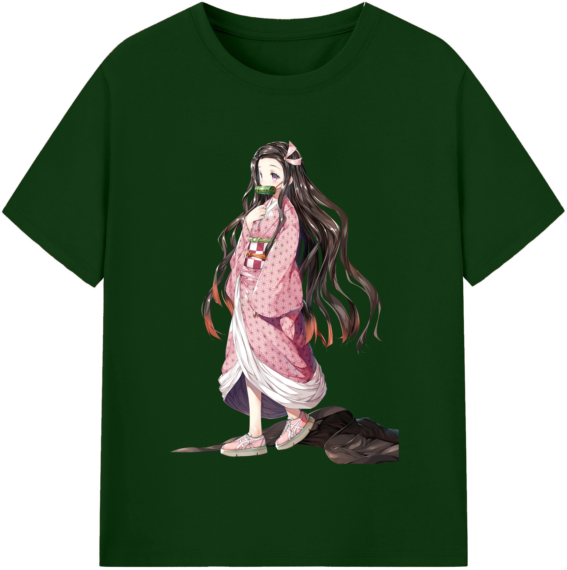 （画像用） 鬼滅の刃（きめつのやいば）竈門 禰󠄀豆子／かまど ねずこ Kamado Nezuko 綿100％半袖Tシャツ（フロントプリント）